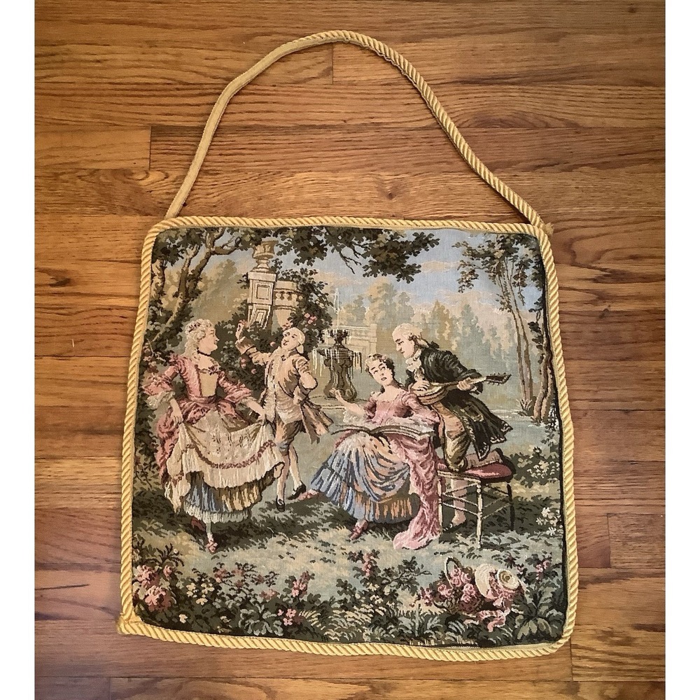 Vintage Tapestry Wall Hanging English Colonial Romantic Tapestry Cottage 19x19
